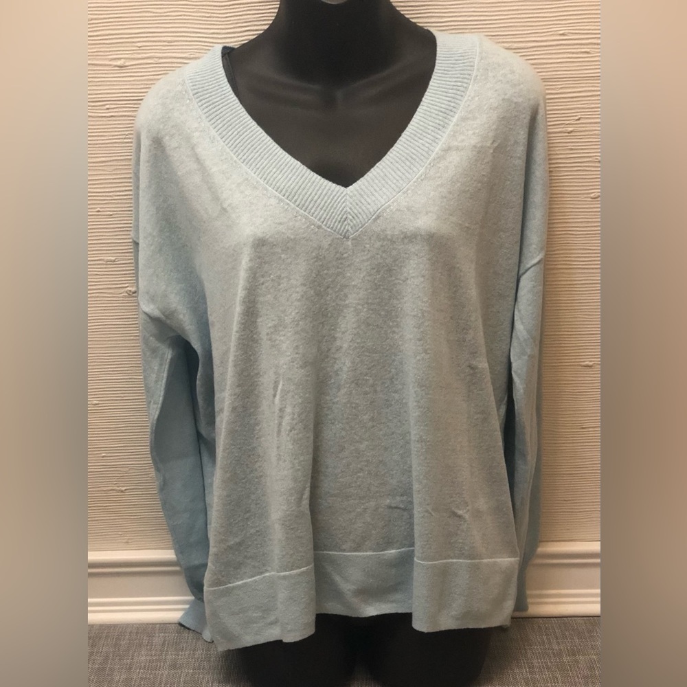 GAP FACTORY LINEN BLEND VNECK LONG SLEEVE SWEATER